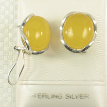 Load image into Gallery viewer, Sterling Silver Yellow Agate Oval Omega Back Earrings