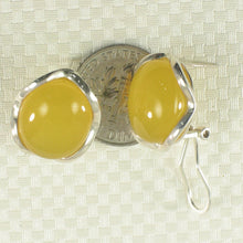 Load image into Gallery viewer, Sterling Silver Yellow Agate Oval Omega Back Earrings