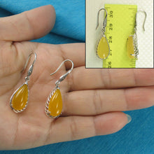 Load image into Gallery viewer, Sterling Silver Yellow Agate Pear Hook Earrings