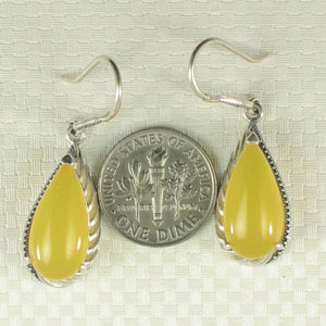 Sterling Silver Yellow Agate Pear Hook Earrings