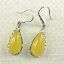 Load image into Gallery viewer, Sterling Silver Yellow Agate Pear Hook Earrings