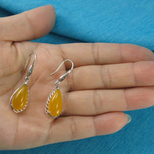 Load image into Gallery viewer, Sterling Silver Yellow Agate Pear Hook Earrings