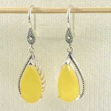 Load image into Gallery viewer, Sterling Silver Yellow Agate Pear Hook Earrings