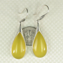 Load image into Gallery viewer, Sterling Silver Yellow Agate Raindrop Hook Earrings