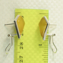 Load image into Gallery viewer, Sterling Silver Yellow Agate Rhombus Omega Back Earrings