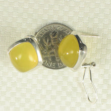 Load image into Gallery viewer, Sterling Silver Yellow Agate Rhombus Omega Back Earrings