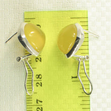 Load image into Gallery viewer, Sterling Silver Yellow Agate Rhombus Omega Back Earrings