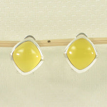 Load image into Gallery viewer, Sterling Silver Yellow Agate Rhombus Omega Back Earrings