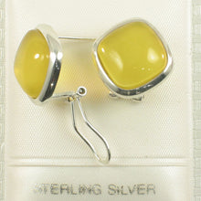 Load image into Gallery viewer, Sterling Silver Yellow Agate Square Omega Back Earrings