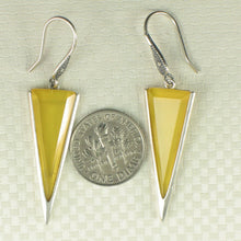 Load image into Gallery viewer, Sterling Silver Yellow Agate Triangle Hook Earrings