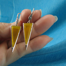 Load image into Gallery viewer, Sterling Silver Yellow Agate Triangle Hook Earrings
