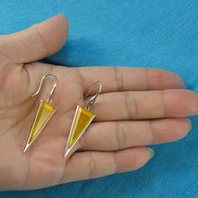 Load image into Gallery viewer, Sterling Silver Yellow Agate Triangle Hook Earrings