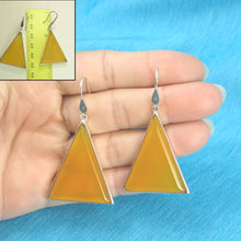 Load image into Gallery viewer, Sterling Silver Yellow Agate Triangle Hook Earrings