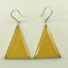 Load image into Gallery viewer, Sterling Silver Yellow Agate Triangle Hook Earrings