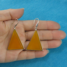 Load image into Gallery viewer, Sterling Silver Yellow Agate Triangle Hook Earrings