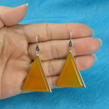 Load image into Gallery viewer, Sterling Silver Yellow Agate Triangle Hook Earrings
