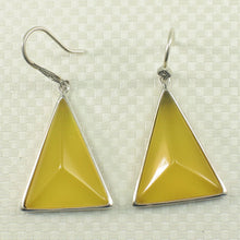Load image into Gallery viewer, Sterling Silver Yellow Agate Triangle Hook Earrings
