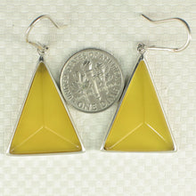 Load image into Gallery viewer, Sterling Silver Yellow Agate Triangle Hook Earrings