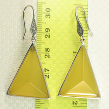 Load image into Gallery viewer, Sterling Silver Yellow Agate Triangle Hook Earrings