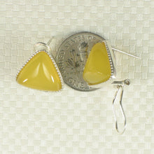 Load image into Gallery viewer, Sterling Silver Yellow Agate Triangle Omega Back Earrings