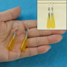 Load image into Gallery viewer, Sterling Silver Yellow Agate Tube Hook Earrings
