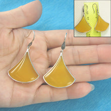 Load image into Gallery viewer, Sterling Silver Yellow Agate Unique Hook Earrings