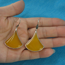 Load image into Gallery viewer, Sterling Silver Yellow Agate Unique Hook Earrings