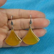 Load image into Gallery viewer, Sterling Silver Yellow Agate Unique Hook Earrings