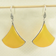 Load image into Gallery viewer, Sterling Silver Yellow Agate Unique Hook Earrings