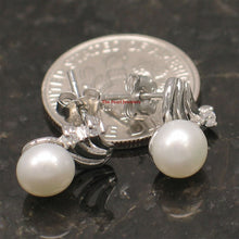 Load image into Gallery viewer, Sterling Silver Pearl &amp; 4 CZ Stud Earrings (White, Black, Pink)