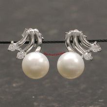 Load image into Gallery viewer, Sterling Silver Pearl &amp; 4 CZ Stud Earrings (White, Black, Pink)