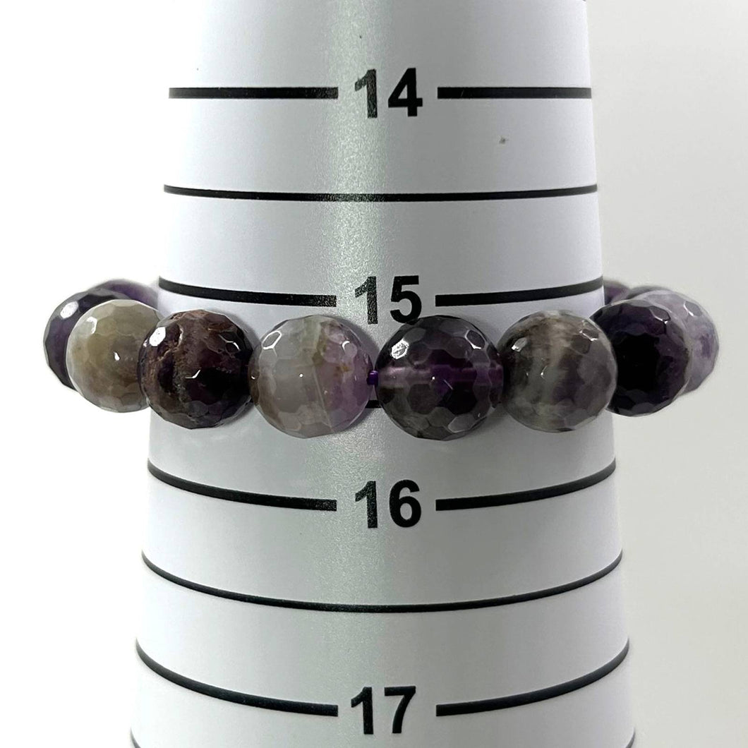 12mm Super Seven Amethyst Quartz Faceted Stretch Bracelet