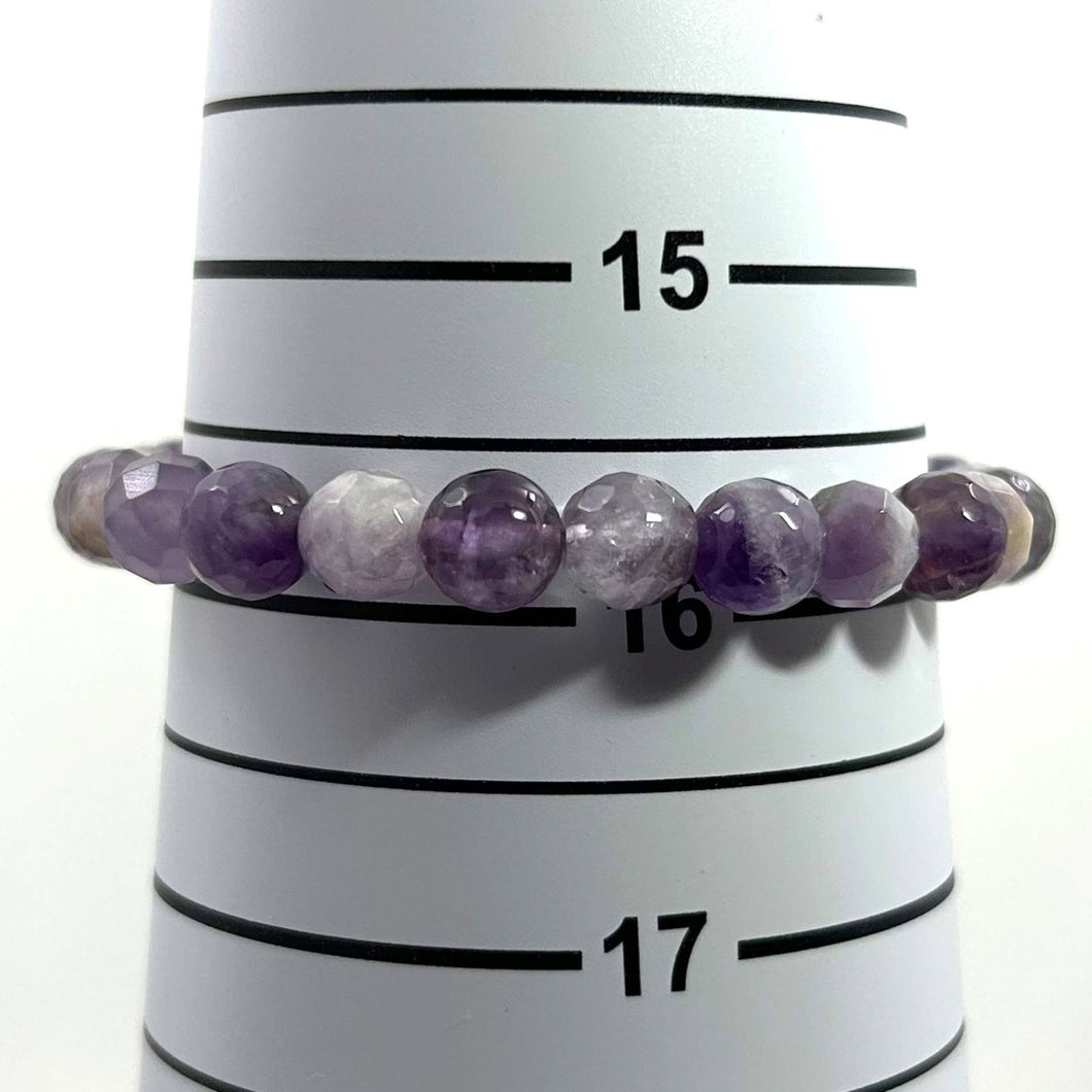 8mm Super Seven Amethyst Quartz Faceted Stretch Bracelet