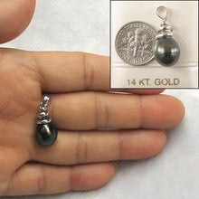 Load image into Gallery viewer, Genuine Baroque Tahitian Pearl &amp; 14k White Gold Swirl-Design Pendant