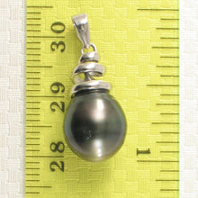 Load image into Gallery viewer, Genuine Baroque Tahitian Pearl &amp; 14k White Gold Swirl-Design Pendant