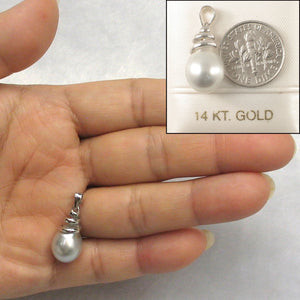 Genuine Baroque Tahitian Pearl & 14k White Gold Swirl-Design Pendant