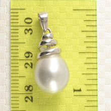 Load image into Gallery viewer, Genuine Baroque Tahitian Pearl &amp; 14k White Gold Swirl-Design Pendant