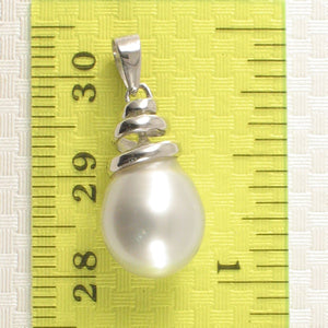 Genuine Baroque Tahitian Pearl & 14k White Gold Swirl-Design Pendant