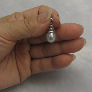Genuine Baroque Tahitian Pearl & 14k White Gold Swirl-Design Pendant