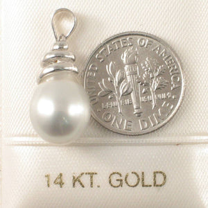 Genuine Baroque Tahitian Pearl & 14k White Gold Swirl-Design Pendant