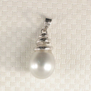 Genuine Baroque Tahitian Pearl & 14k White Gold Swirl-Design Pendant