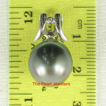 Load image into Gallery viewer, 14k White Gold Angel-Wing &amp; Diamond Tear-Drop Tahitian Pearl Pendant