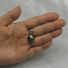 Load image into Gallery viewer, 14k White Gold Angel-Wing &amp; Diamond Tear-Drop Tahitian Pearl Pendant