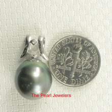 Load image into Gallery viewer, 14k White Gold Angel-Wing &amp; Diamond Tear-Drop Tahitian Pearl Pendant