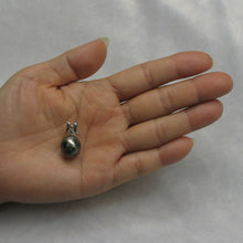 Load image into Gallery viewer, 14k White Gold Angel-Wing &amp; Diamond Tear-Drop Tahitian Pearl Pendant