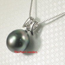 Load image into Gallery viewer, 14k White Gold Angel-Wing &amp; Diamond Tear-Drop Tahitian Pearl Pendant