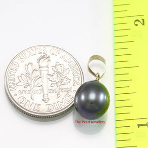 AAA Teardrop Black Freshwater Pearl Pendant – 14k Yellow Gold Bail