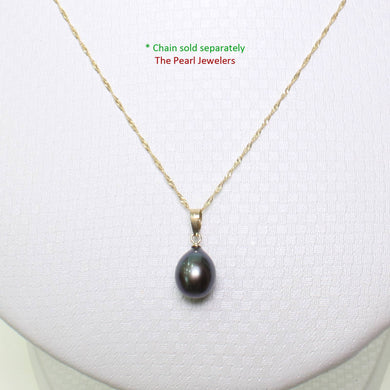 AAA Teardrop Black Freshwater Pearl Pendant – 14k Yellow Gold Bail