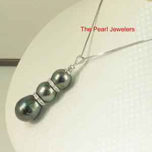 Three-Series Black Tahitian & Cultured Pearls with Diamonds