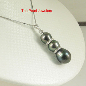 Three-Series Black Tahitian & Cultured Pearls with Diamonds